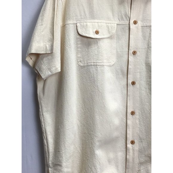 80s -Mexico Lindo- Men's Cream Colored, 100% Cotton Shirt, size XXL - Picture 2 of 7